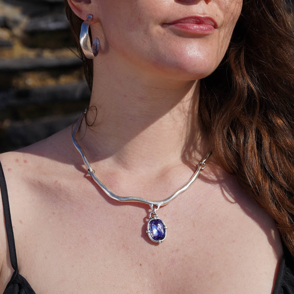 Zennor Crystal Necklace - Purple