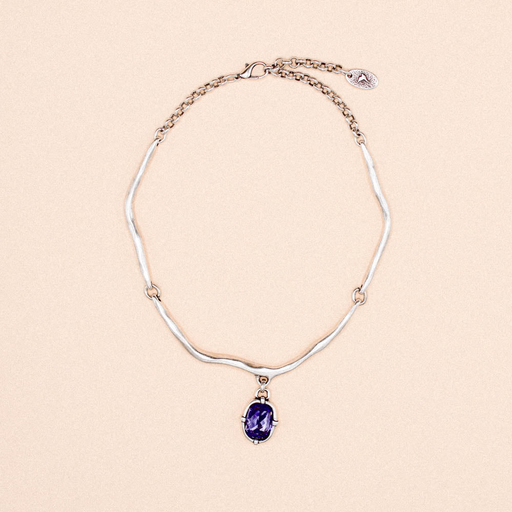 Zennor Crystal Necklace - Purple