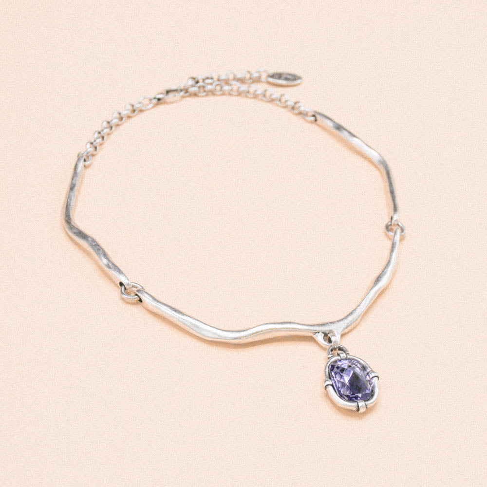 Zennor Crystal Necklace - Purple