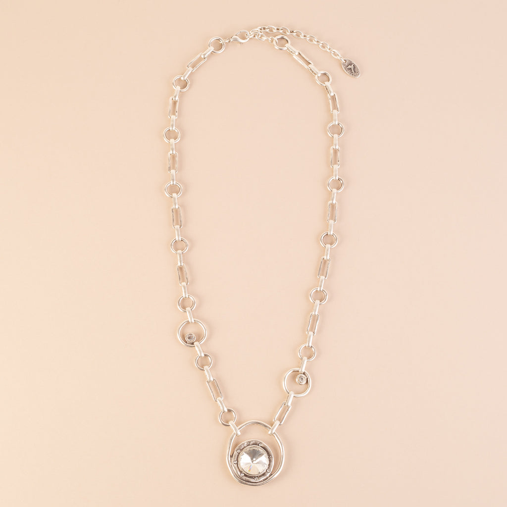 Nadia Medallion Necklace - Crystal Clear